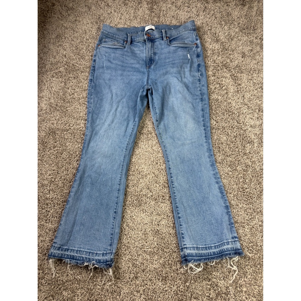 LOFT Outlet Flare Crop Jeans Size 30/10 Light Wash Raw Released Hem Blue Denim